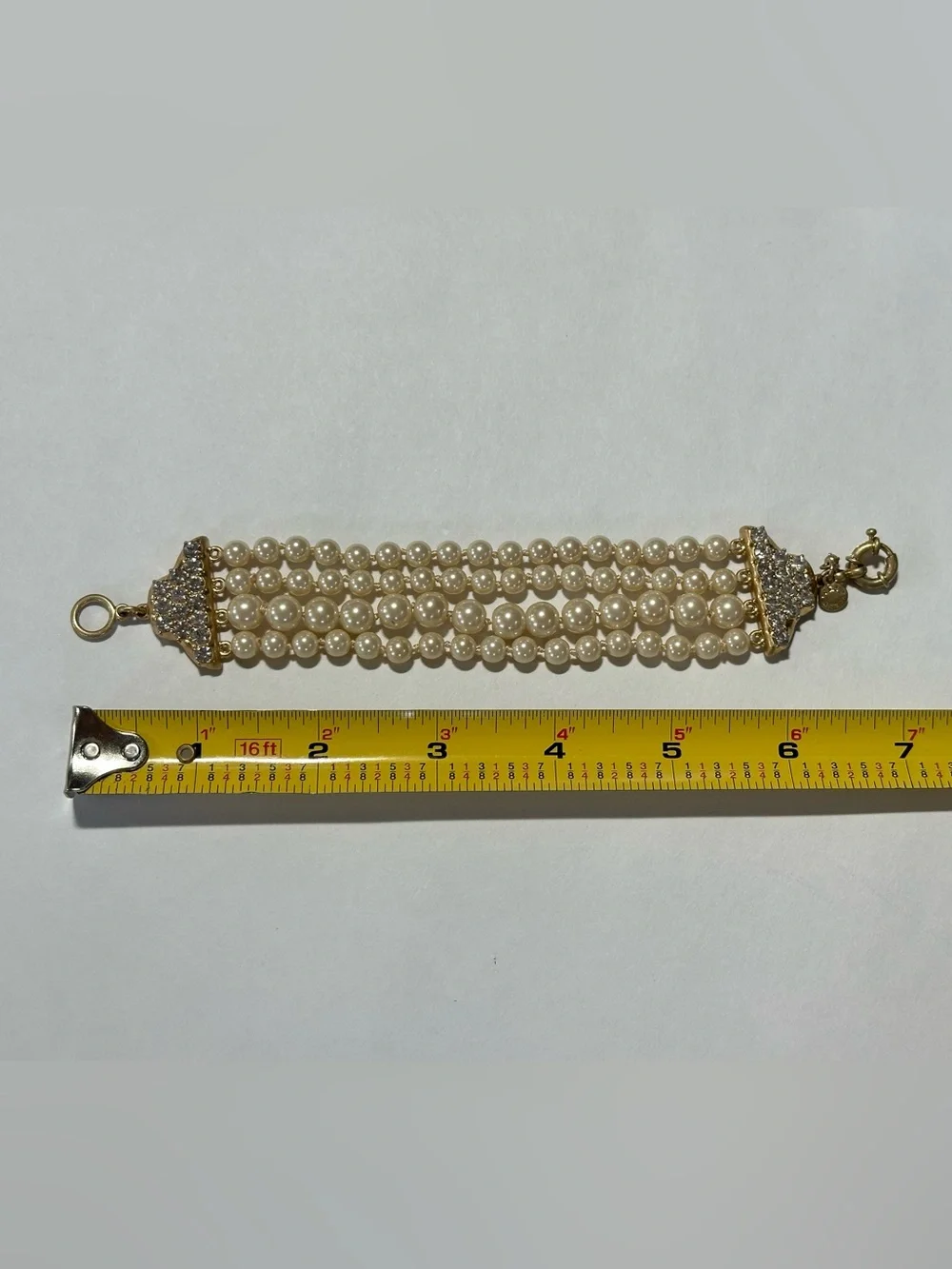 J Crew Multi-Strand Pearl Bracelet w/ Crystal Accents Bridal Clean Girl Preppy